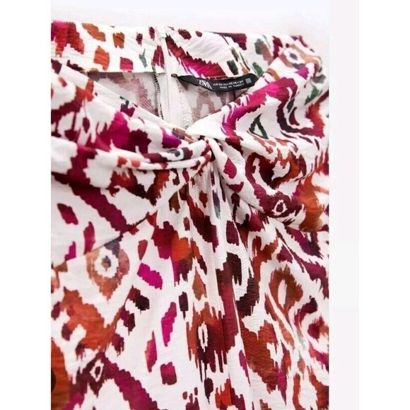 Zara Ruched Printed Skirt Multicolor NWT  2492 065 Size S - Picture 4 of 4